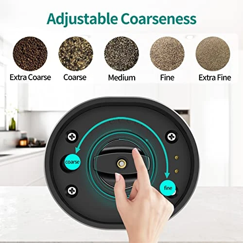 Electric Salt And Pepper Grinder Set, Rechargeable Pepper Grinder With Charger Tray, USB Cable, One Hand Operation, Adjustable Coarseness With Ceramic Grinder, ABS Body, (Set Of 2,Black) 6 Electric Salt And Pepper Grinder Set, Rechargeable Pepper Grinder With Charger Tray, USB Cable, One Hand Operation, Adjustable Coarseness With Ceramic Grinder, ABS Body, (Set Of 2,Black) - Image 4