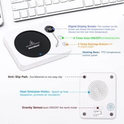 Coffee Warmer For Desk, Constant Coffee Mug Warmer, Auto Off 6 Modes Timer Smart Coffee Cup Warmer, 3 Temperature Control Mug Warmer, Warming Plate With Gravity Sensor For Candle Wax Beverage Tea Milk -KitchenAid Shop 51cKVZku2YL