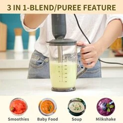 Immersion Hand Blender, 3 In 1, 300 Watts 2 Speeds Multi-purpose With Whisk,Mixing Beaker,Food Chopper Grinder Attachments -KitchenAid Shop 51cMs5NUx1L