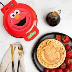 Elmo Waffle Maker, Officially Licensed Sesame Street Elmo Waffle Iron, Makes 7 Inch Waffles