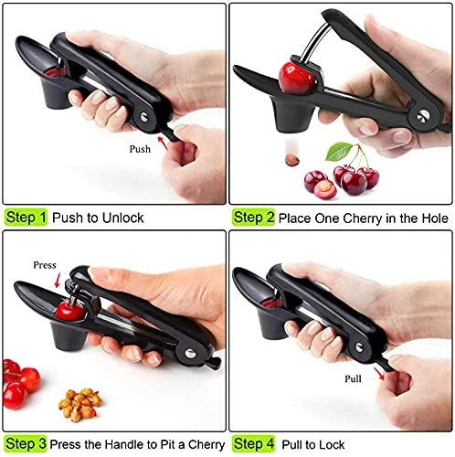 Cherry Pitter, Olive Pitter Tool, Cherry Pitter Tool Remover, Fruit Pit Core Remover With Space-Saving Lock Design For Make Fresh Cherry Dishes And Cocktail Cherries 5 Cherry Pitter, Olive Pitter Tool, Cherry Pitter Tool Remover, Fruit Pit Core Remover With Space-Saving Lock Design For Make Fresh Cherry Dishes And Cocktail Cherries - Image 3