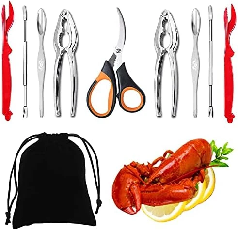 Artcome Seafood Tools Set - 2 Crab Crackers, 2 Lobster Shellers, 2 Seafood Forks, 2 Wide Crab Forks, 1 Seafood Scissors And 1 Storage Bag 8 Artcome Seafood Tools Set - 2 Crab Crackers, 2 Lobster Shellers, 2 Seafood Forks, 2 Wide Crab Forks, 1 Seafood Scissors And 1 Storage Bag - Image 6