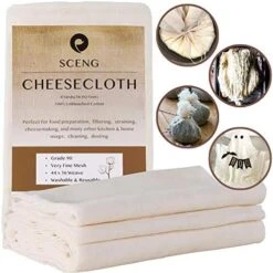 Heesecloth, Grade 90, 36 Sq Feet, Reusable, 100% Unbleached Cotton Fabric, Ultra Fine Cheese Cloth For Cooking - Nut Milk Bag, Strainer, Filter (Grade 90-4Yards) 17 Heesecloth, Grade 90, 36 Sq Feet, Reusable, 100% Unbleached Cotton Fabric, Ultra Fine Cheese Cloth For Cooking - Nut Milk Bag, Strainer, Filter (Grade 90-4Yards) -KitchenAid Shop 51codZMdgML. AC