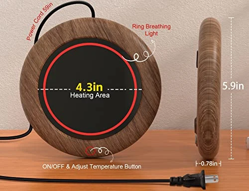 Coffee Mug Warmer, 40W Coffee Cup Warmer For Desk With 3 TEM Setting Breathing Light Gravity-Induction Smart Electric Beverage Warmers Heating Plate For Coffee, Milk, Tea, Candle Wax 7 Coffee Mug Warmer, 40W Coffee Cup Warmer For Desk With 3 TEM Setting Breathing Light Gravity-Induction Smart Electric Beverage Warmers Heating Plate For Coffee, Milk, Tea, Candle Wax - Image 5