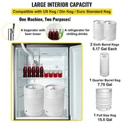 GENERIC Smart Design, Great Choice For Backyard Parties 43 Gals Full-Size Kegerator Kraft Beer Dispenser Cooler Single-Tap Temperature Control 23℉ - 83℉ Dispensing Easy 4 Casters Large Capacity Easy Install -KitchenAid Shop 51cyepBlQTL