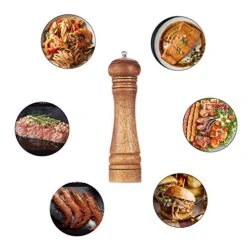 Wood Pepper Grinder Pepper Mill,Adjustable Coarseness Wooden Peppermill, Ceramic Grinding Mechanism Salt Mill Refillable - 8inch (1 Pack) -KitchenAid Shop 51cynvIK34L