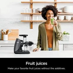 Ninja JC101 Cold Press Pro Compact Powerful Slow Juicer With Total Pulp Control & Easy Clean, Graphite (Renewed), BLACK, 13.78 In Lx6.89 In Wx14.17 In H -KitchenAid Shop 51d03vWi1GL