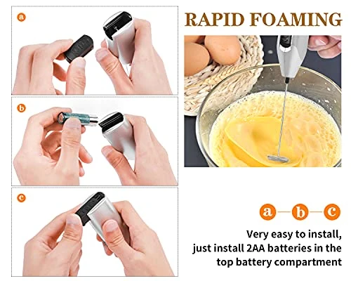 Milk Frother Handheld, Electric Battery Operated Coffee Whisk, Stainless Steel Drink Frappe Mixer, Original Foam Maker, Mini Low Noise Blender For Cappuccino Hot Chocolate Matcha Latte 5 Milk Frother Handheld, Electric Battery Operated Coffee Whisk, Stainless Steel Drink Frappe Mixer, Original Foam Maker, Mini Low Noise Blender For Cappuccino Hot Chocolate Matcha Latte - Image 3