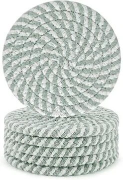 Bsorbent Drink Coasters Handmade Braided Drink Coasters 6 Pack (4.3 Inch, Round, 8mm Thick) Super Absorbent Heat-Resistant Coasters For Drinks Great Housewarming Gift (Beige, 6 Pack) -KitchenAid Shop 51d1VVJwBwL. AC