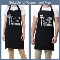 Miracu Funny Aprons For Men, Women - I'll Feed All You - Dad Gifts, Gifts For Men - Fathers Day, Mothers Day, Birthday Gifts For Dad, Mom, Wife, Husband, Boyfriend - Cooking Grilling BBQ Chef Apron -KitchenAid Shop 51d3Ej9cg1L