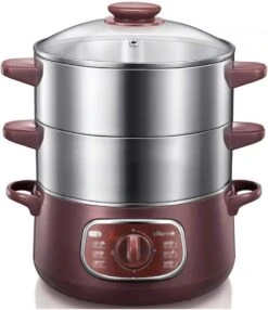 Double-layer Stainless Steel Electric Food Steamer 8L Automatic Electric Steamer 90 Mins Twist Timing Hot Pot Home Best Choice