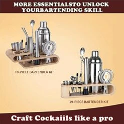 Bartender Kit Cocktail Shaker With Stylish Bamboo Stand,18-Piece Bar Tool Set With Recipes Booklet,Home Drink Mixer Set -KitchenAid Shop 51d9afZpn2L