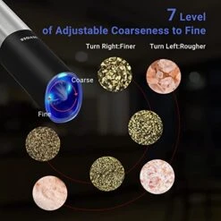 Lectric Rechargeable Salt Pepper Grinder, SOVIDER Refillable Gravity Pepper Shakers With 2400mAh, 7 Level Adjustable Coarseness One Hand Pepper Salt Mill, 3.35oz, AAA Rechargeable Batteries*4 -KitchenAid Shop 51dDskPCiqL