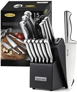 MC29 Knife Sets,15 Pieces German Stainless Steel Kitchen Knife Block Sets With Built-in Sharpener -KitchenAid Shop 51dFzdCkvL. AC