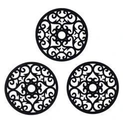Silicone Trivet Mat 3 Set In Heart Design Trivets. Hot Pan Holder Hot Pads For Countertop & Table. Non Slip, Serving Dishes Plates. Dishwasher Safe, Heat Resistant Kitchen Gadgets, Black