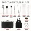 BBQ Grill Accessories, Heavy Duty Stainless Steel Grill Set With Aluminum Case And Apron, Grill Tools And Utensils Set For Outdoor Grill, Grilling Gifts For Men, Father, Husband, Women, Dad