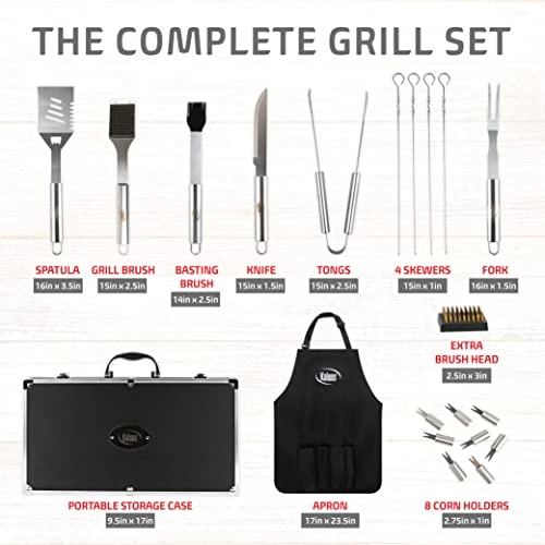BBQ Grill Accessories, Heavy Duty Stainless Steel Grill Set With Aluminum Case And Apron, Grill Tools And Utensils Set For Outdoor Grill, Grilling Gifts For Men, Father, Husband, Women, Dad 3 BBQ Grill Accessories, Heavy Duty Stainless Steel Grill Set With Aluminum Case And Apron, Grill Tools And Utensils Set For Outdoor Grill, Grilling Gifts For Men, Father, Husband, Women, Dad