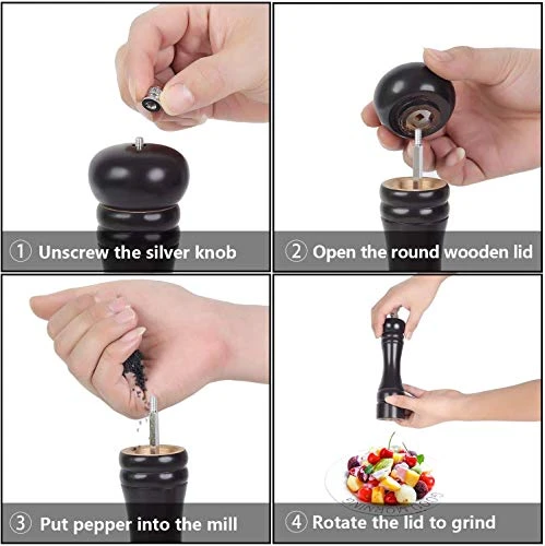 Professional Salt And Pepper Grinder Set, Adjustable Coarseness Premium Wood Salt And Pepper Mill With Ceramic Core Salt Grinder - 8 Inch Pack Of 2 4 Professional Salt And Pepper Grinder Set, Adjustable Coarseness Premium Wood Salt And Pepper Mill With Ceramic Core Salt Grinder - 8 Inch Pack Of 2 - Image 2