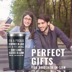 Gifts For Brother In Law From Sister, Funny Gift Idea For The Best Brother For Christmas, Birthday, 20 Oz Stainless Steel Insulated Travel Mug Tumbler - Proud Brother In Law -KitchenAid Shop 51dWfEVd21L