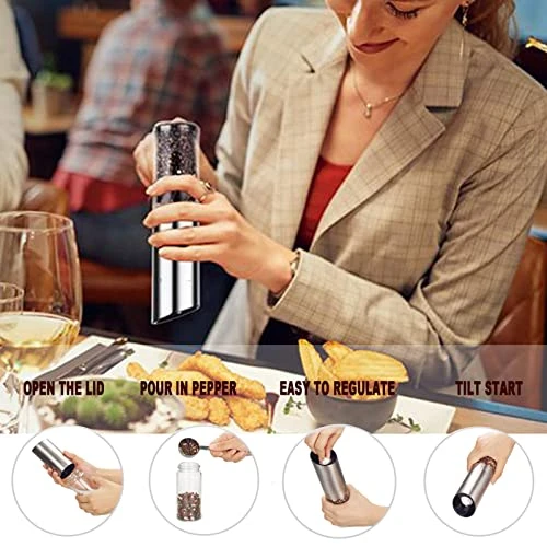 Electric Pepper Grinder USB Rechargeable, Automatic Pepper And Salt Mill Grinder With LED Light, Quick Charging Grinder, Adjustable Coarseness, One Hand Operation 8 Electric Pepper Grinder USB Rechargeable, Automatic Pepper And Salt Mill Grinder With LED Light, Quick Charging Grinder, Adjustable Coarseness, One Hand Operation - Image 6