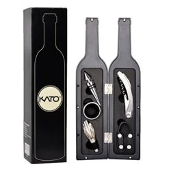 Kato 5 Pcs/set Deluxe Wine Bottle Opener Accessories Gift Set - Wine Bottle Opener, Wine Stopper, Wine Drip Ring, Wine Foil Cutter And Wine Pourer