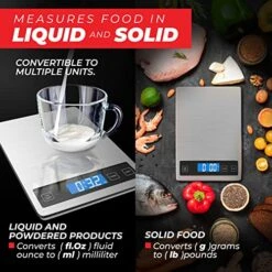 Digital Kitchen Scale (Up To 22lb), Kitchen Scale For Food Ounces And Grams, Food Scales For Kitchen And Food Scale For Weight Loss, Water Resistant And Sleek Digital Kitchen Scale (Stainless Steel)