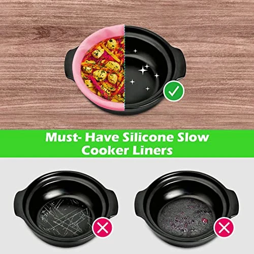 2 Pack Silicone Slow Cooker Liners Reusable Fit 6-8 Qt Crockpot, BPA Free Insert Liners, Reusable & Leakproof Silicone Divider For Oval Or Round Pot (Pink+Yellow) 5 2 Pack Silicone Slow Cooker Liners Reusable Fit 6-8 Qt Crockpot, BPA Free Insert Liners, Reusable & Leakproof Silicone Divider For Oval Or Round Pot (Pink+Yellow) - Image 3