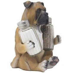 Boxer Puppy Dog Glass Salt And Pepper Shaker Set With Decorative Display Stand Holder Figurine For Country Cottage Kitchen Décor Spice Racks Or Table Centerpieces As Canine Gifts For Pet Lovers