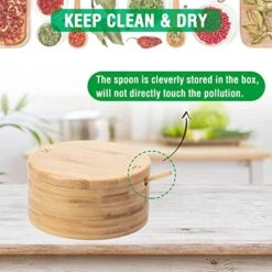 Bamboo Salt And Pepper Bowl Box - 2 Compartments Container Salt Cellar Storage - Built-in Mini Spoon For Salt & Pepper Keeper - Swivel Lid With Magnet To Keep Dry -KitchenAid Shop 51e44RPlNRL
