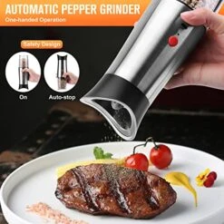 Gravity Salt And Pepper Grinder Mill Set Electric Rechargeable USB Automatic Salt Pepper Mills Set, Adjustable Grinding Coarseness And Large Capacity Refillable Spices Container,with Bright LED Light 8 Gravity Salt And Pepper Grinder Mill Set Electric Rechargeable USB Automatic Salt Pepper Mills Set, Adjustable Grinding Coarseness And Large Capacity Refillable Spices Container,with Bright LED Light -KitchenAid Shop 51e809XTq9L