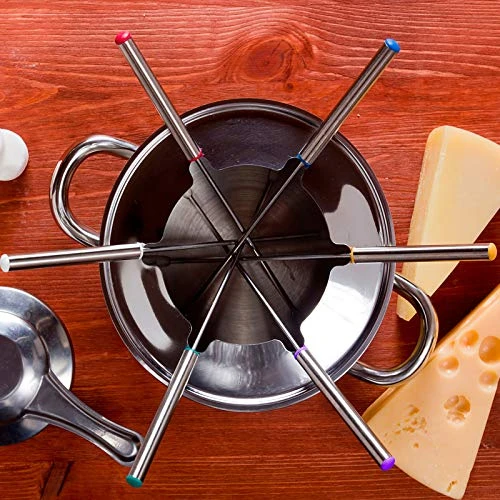- Set Of 12 Stainless Steel Fondue Forks 9.5" - Color Coding Cheese Fondue Forks With Heat Resistant Handle For Chocolate Fountain Cheese Fondue Roast Marshmallows 5 - Set Of 12 Stainless Steel Fondue Forks 9.5" - Color Coding Cheese Fondue Forks With Heat Resistant Handle For Chocolate Fountain Cheese Fondue Roast Marshmallows - Image 3