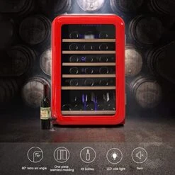 AWJ Wine Cellars Constant Temperature Wine Cabinet,Small Refrigerator 115 Liters,4℃-22℃ Mini Fridge,6-Layer Imported Beech Wood Shelf Three-Layer Glass + Low-E Coating -KitchenAid Shop 51eBHYU3LjL