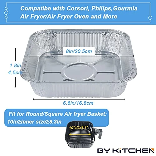 Air Fryer Disposable Aluminum Foil Liner, Air Fryer Parchment Paper Replacement, 8 Inch Square Air Fryer Pan, Compatible With Corsori, Ninja, Cuisinart Air Fryer And More(Set Of 30) 4 Air Fryer Disposable Aluminum Foil Liner, Air Fryer Parchment Paper Replacement, 8 Inch Square Air Fryer Pan, Compatible With Corsori, Ninja, Cuisinart Air Fryer And More(Set Of 30) - Image 2