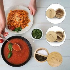 Bamboo Big Dipper Large Salt Cellar With Spoon And Magnetic Swivel Lid, 10 Ounce Storage Box -KitchenAid Shop 51eF1dLSnlL