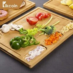 Bamboo Cutting Boards For Kitchen, (Set Of 3) Kitchen Chopping Board With 3 Built-In Compartments And Juice Groove Heavy Duty Serving Tray Wood Butcher Block And Wooden Carving Board With Hole 8 Bamboo Cutting Boards For Kitchen, (Set Of 3) Kitchen Chopping Board With 3 Built-In Compartments And Juice Groove Heavy Duty Serving Tray Wood Butcher Block And Wooden Carving Board With Hole -KitchenAid Shop 51eHw5ZhqpL