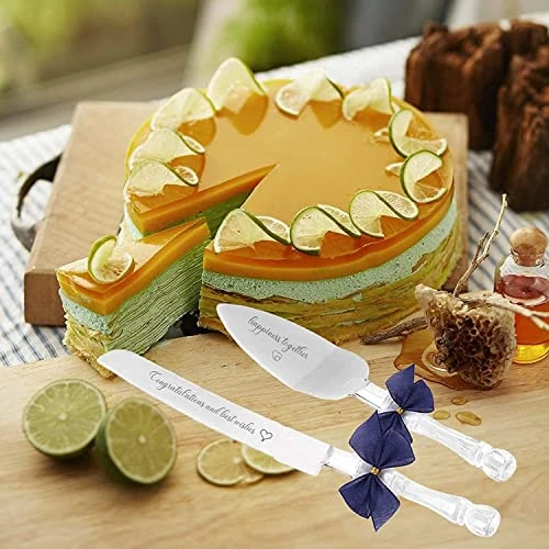 Wedding Cake Knife And Server Set With Blessings, Cake Knife Cutter Set For Wedding Holidays Birthdays Anniversary Receptions,Stainless Steel Blade And Crystal-Shaped Plastic Handle 4 Wedding Cake Knife And Server Set With Blessings, Cake Knife Cutter Set For Wedding Holidays Birthdays Anniversary Receptions,Stainless Steel Blade And Crystal-Shaped Plastic Handle - Image 2