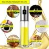 4 In 1 Oil Sprayer For Cooking Air Fryer Mister 100ml Food Grade Olive Vegetable Oil Vinegar Pump Dispenser Spray Versatile Glass Bottle Spritzer For Kitchen Baking Salad Grilling BBQ