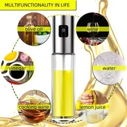 4 In 1 Oil Sprayer For Cooking Air Fryer Mister 100ml Food Grade Olive Vegetable Oil Vinegar Pump Dispenser Spray Versatile Glass Bottle Spritzer For Kitchen Baking Salad Grilling BBQ