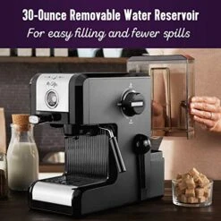 Mr. Coffee® Easy Maker | Authentic Pump Espresso Machine, 6 Piece, Chrome/Black -KitchenAid Shop 51ee76BEnxL