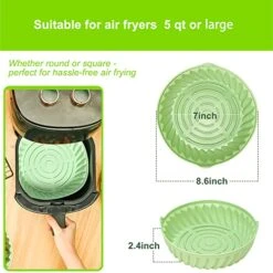 Air Fryer Silicone Pot Liner With Nanomter Mirror Surface, Round Reusable Liner For Air Fryer Basket 5-8QT 8.6inch
