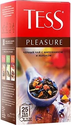 Pleasure Black Tea Lemon Sorghum Apple Pieces Cornflower Petals Rose Hips 25 Pcs