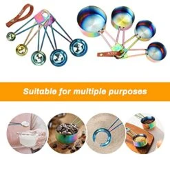 9 Pcs Measuring Spoons And Cups Set Intsun Stackable Stainless Steel Measuring Cups And Spoons Multi-color With Engraved Measurements And Mirror Polished Measuring Cup Set For Cooking, Mixing, Baking -KitchenAid Shop 51etvErfDAL