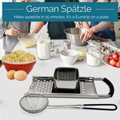 Spaetzle Maker And Spider Strainer Set, Stainless Steel German Egg Noodle Dumpling Maker With Rubber Grip Handle & Safety Pusher KP002 By CHIVIOR -KitchenAid Shop 51exiFnqSlL