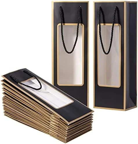 Wine Gift Bag With Window 20 Pack 4.92"x3.35"x 14.2" Wine Bags For Wine Bottles Halloween Birthday Housewarming Dinner Party Business-Black 7 Wine Gift Bag With Window 20 Pack 4.92"x3.35"x 14.2" Wine Bags For Wine Bottles Halloween Birthday Housewarming Dinner Party Business-Black - Image 5