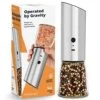 Rechargeable Electric Pepper Grinder, Automatic Gravity Salt Mill With Adjustable Coarseness, Brushed Stainless Steel, Ceramic Blades And Refillable Glass (Silver Grinder - 1 Unit)
