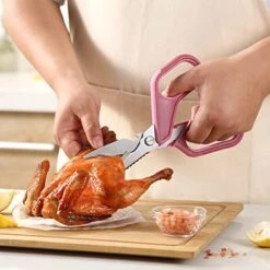 OJII-GIFT Heavy Duty Stainless Steel Poultry Shears-Professional Spring-Loaded Kitchen Scissors - Cuts Meat, Bones, & Fish - Dishwasher-Safe
