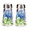 Painted Tapered Salt And Pepper Shaker Set, Blue Hydrangeas, Blue