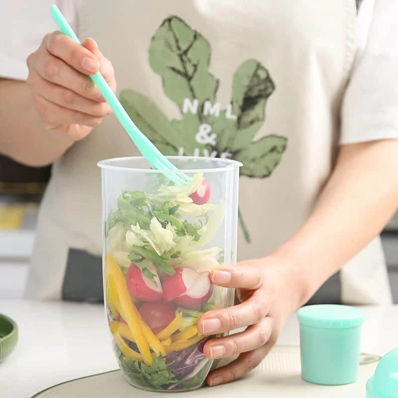 Keep Fit Salad Meal Shaker Cup, 2022 New Fresh Salad Cup To Go, Portable Salad Shaker With Fork And Salad Dressing Holder, Fruit And Vegetable Salad Cup Container Perfect For Work, Travel, Picnic 4 Keep Fit Salad Meal Shaker Cup, 2022 New Fresh Salad Cup To Go, Portable Salad Shaker With Fork And Salad Dressing Holder, Fruit And Vegetable Salad Cup Container Perfect For Work, Travel, Picnic - Image 2