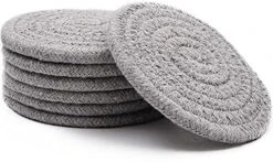 Bsorbent Drink Coasters Handmade Braided Drink Coasters 6 Pack (4.3 Inch, Round, 8mm Thick) Super Absorbent Heat-Resistant Coasters For Drinks Great Housewarming Gift (Beige, 6 Pack) -KitchenAid Shop 51f4Ltn48KS. AC
