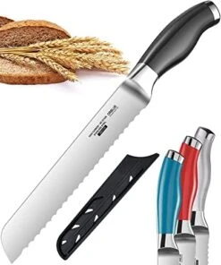 Serrated Bread Knife With Upgraded Stainless Steel Razor Sharp Wavy Edge Width - Bread Cutter Ideal For Slicing Homemade Bread, Bagels, Cake (8-Inch Blade With 5-Inch Handle) -KitchenAid Shop 51f5GV7TtaL. AC